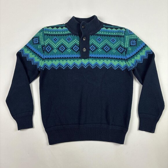 Gap Kids Fair Isle Sweater Boys XXL Heavyweight Button Front Pullover - Picture 1 of 8